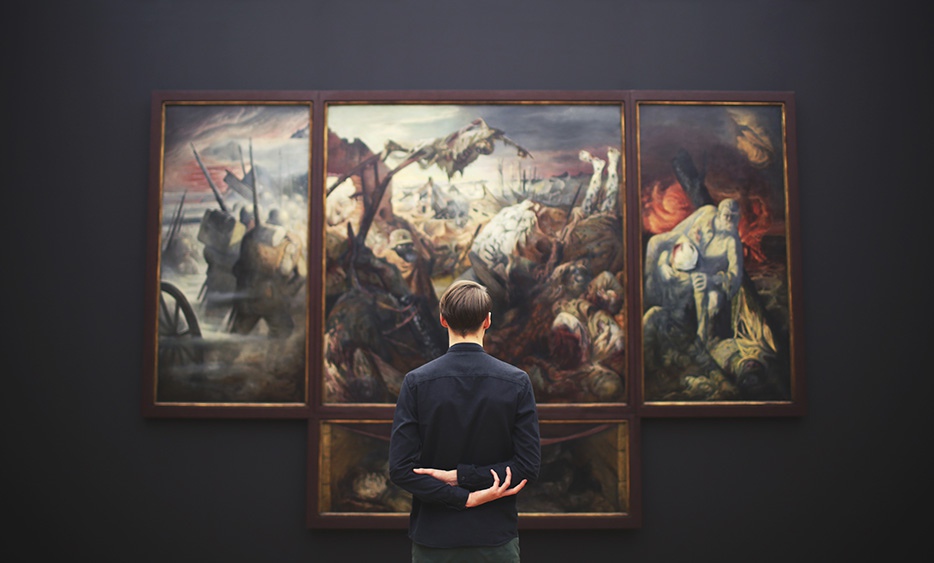 Guest Quietly Contemplating the Dresden War Triptych